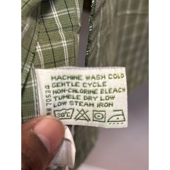 Orvis Mens Green Plaid Button-Down Shirt XL Polynosic/Polyester Made In China - Picture 8 of 9